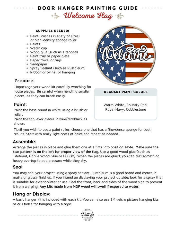 Welcome Flag USA door hanger instructions