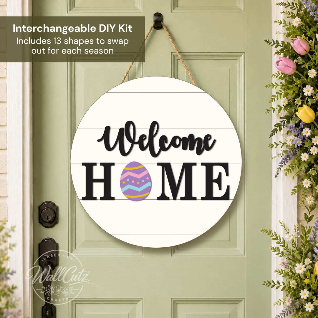 Welcome Home Interchangeable Seasonal Door Hanger – Wood Kit