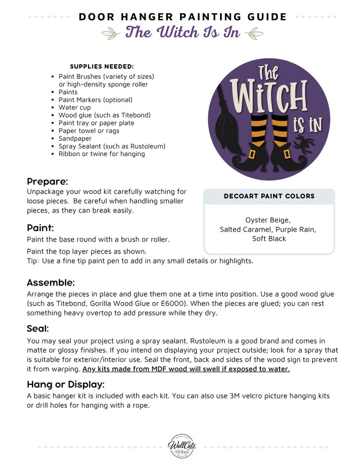 Witch is in door hanger instructions