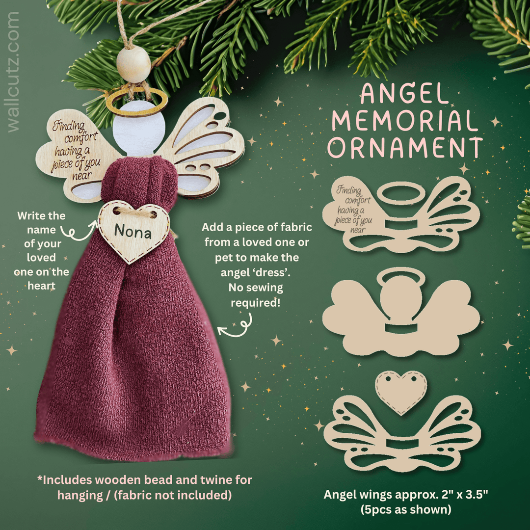 WallCutz  Angel Wings Fabric Holder / Wood Ornament Kit Wood Kit