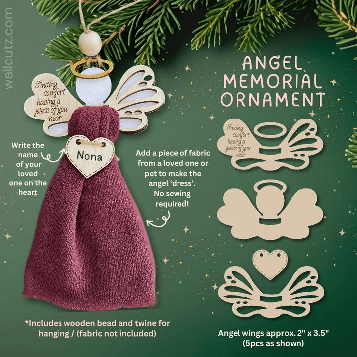 WallCutz  Angel Wings Fabric Holder / Wood Ornament Kit Wood Kit