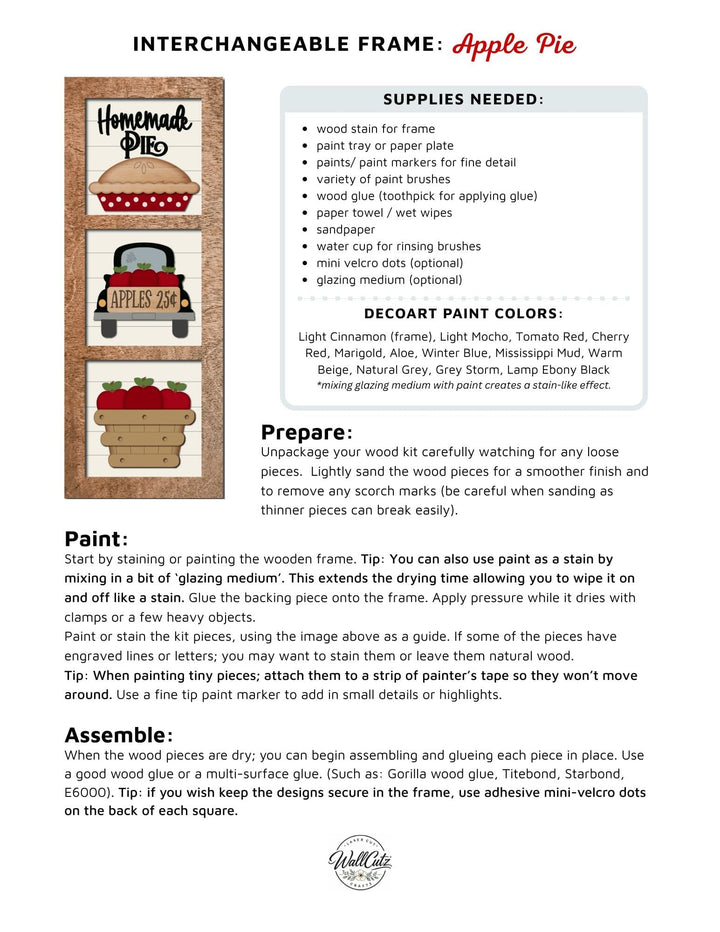 WallCutz  Apple Orchard Basket & Pie – Interchangeable 5x5 Wood Kit Wood Kit
