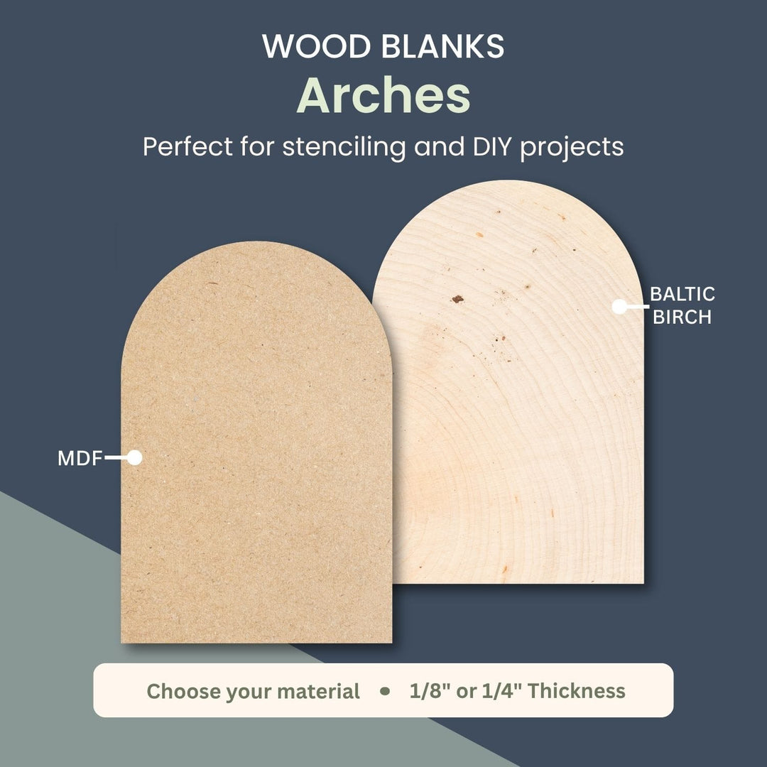 Arch shape wood blanks in MDF or Baltic birch for stenciling and DIY sign projects – WallCutz