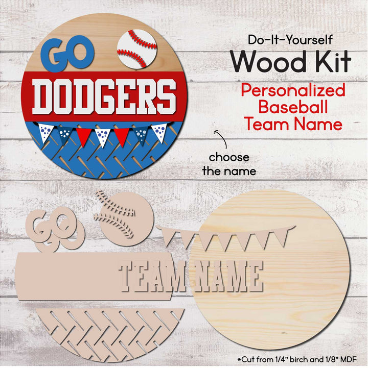 Personalized Baseball Team Name - Door Hanger Wood Kit