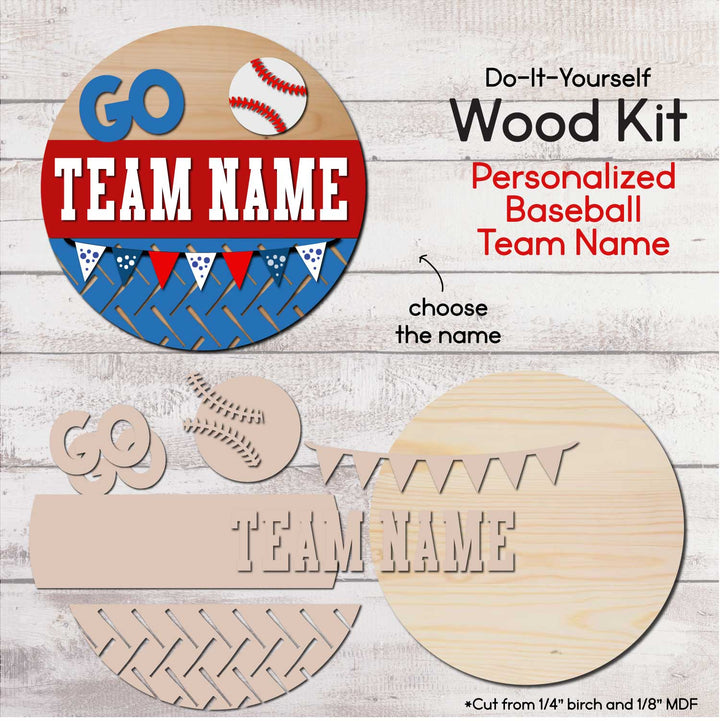 Personalized Baseball Team Name - Door Hanger Wood Kit