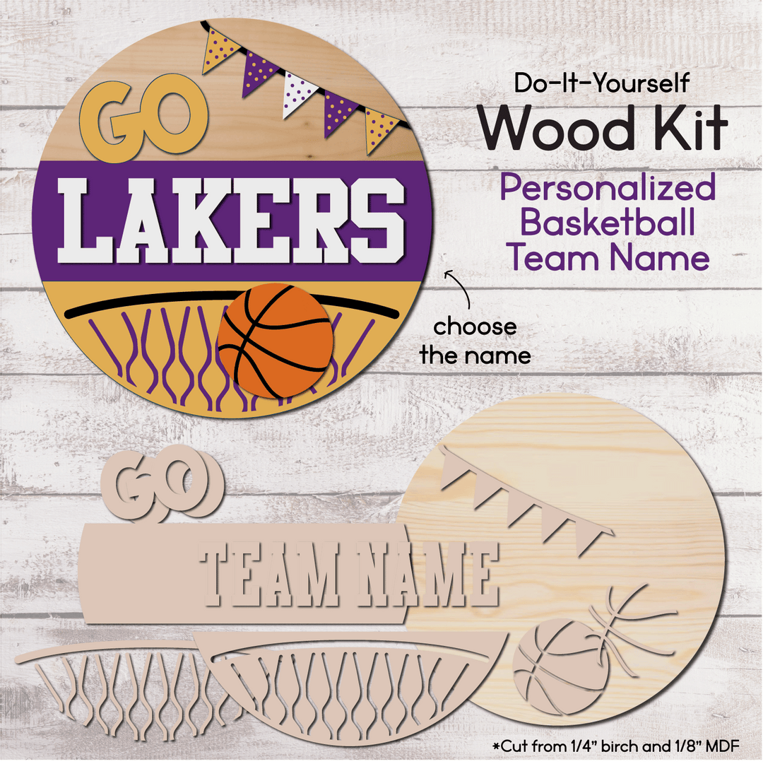 Personalized Basketball Team Name - Door Hanger Wood Kit