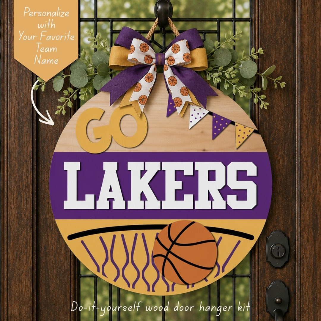 Personalized Basketball Team Name - Door Hanger Wood Kit