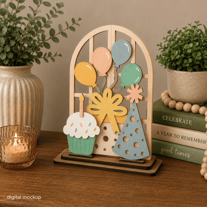 WallCutz  Birthday Party - Interchangeable Window Kit Wood Kit