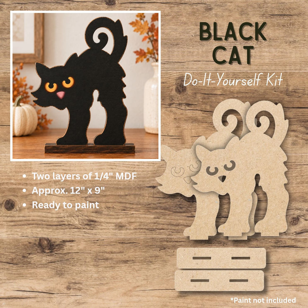 Black Cat Shelf Sitter – Wood Kit