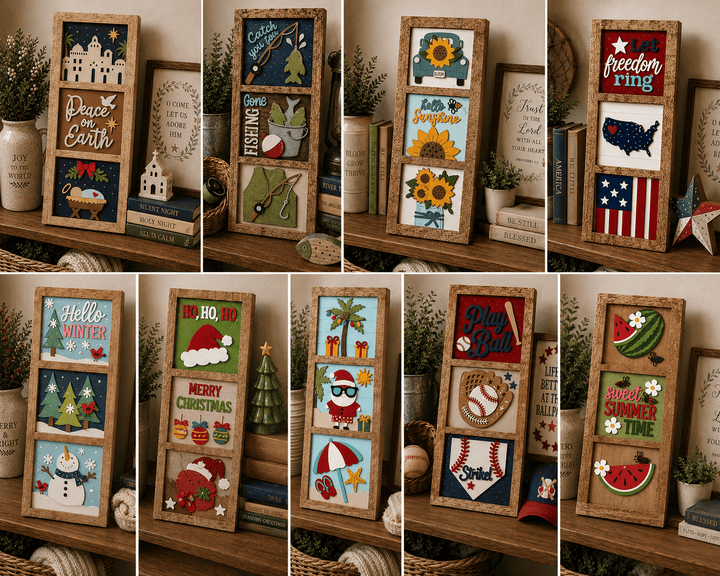 WallCutz  Blank 3-Opening Frame – Interchangeable 5x5 Wood Kit Base Wood Kit