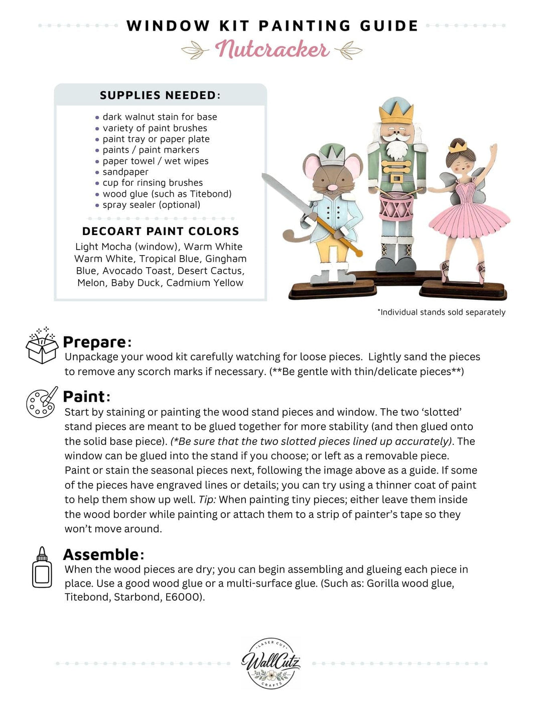 Christmas Nutcracker Ballet wood kit displayed in the WallCutz interchangeable window stand