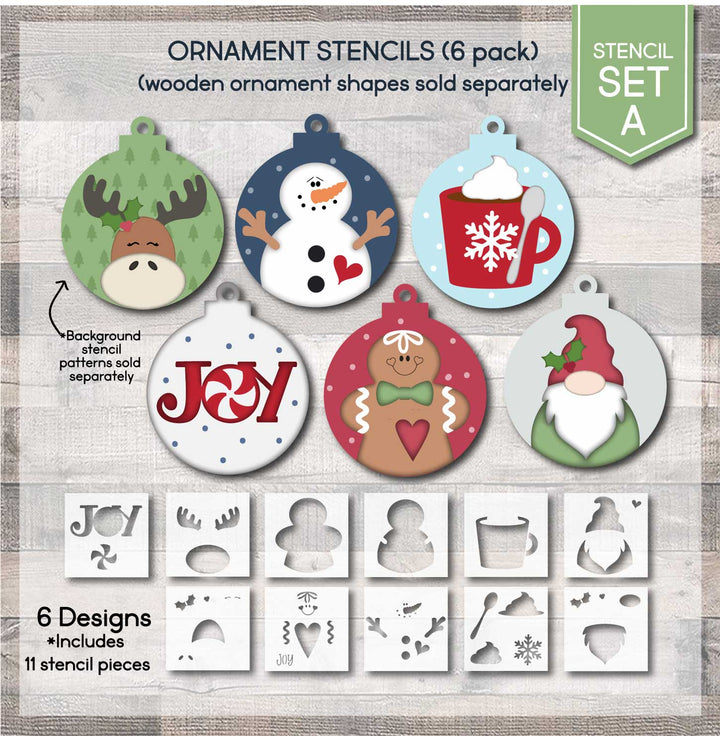 WallCutz  Christmas Ornament Stencil Set (A) / 6 Designs Stencil