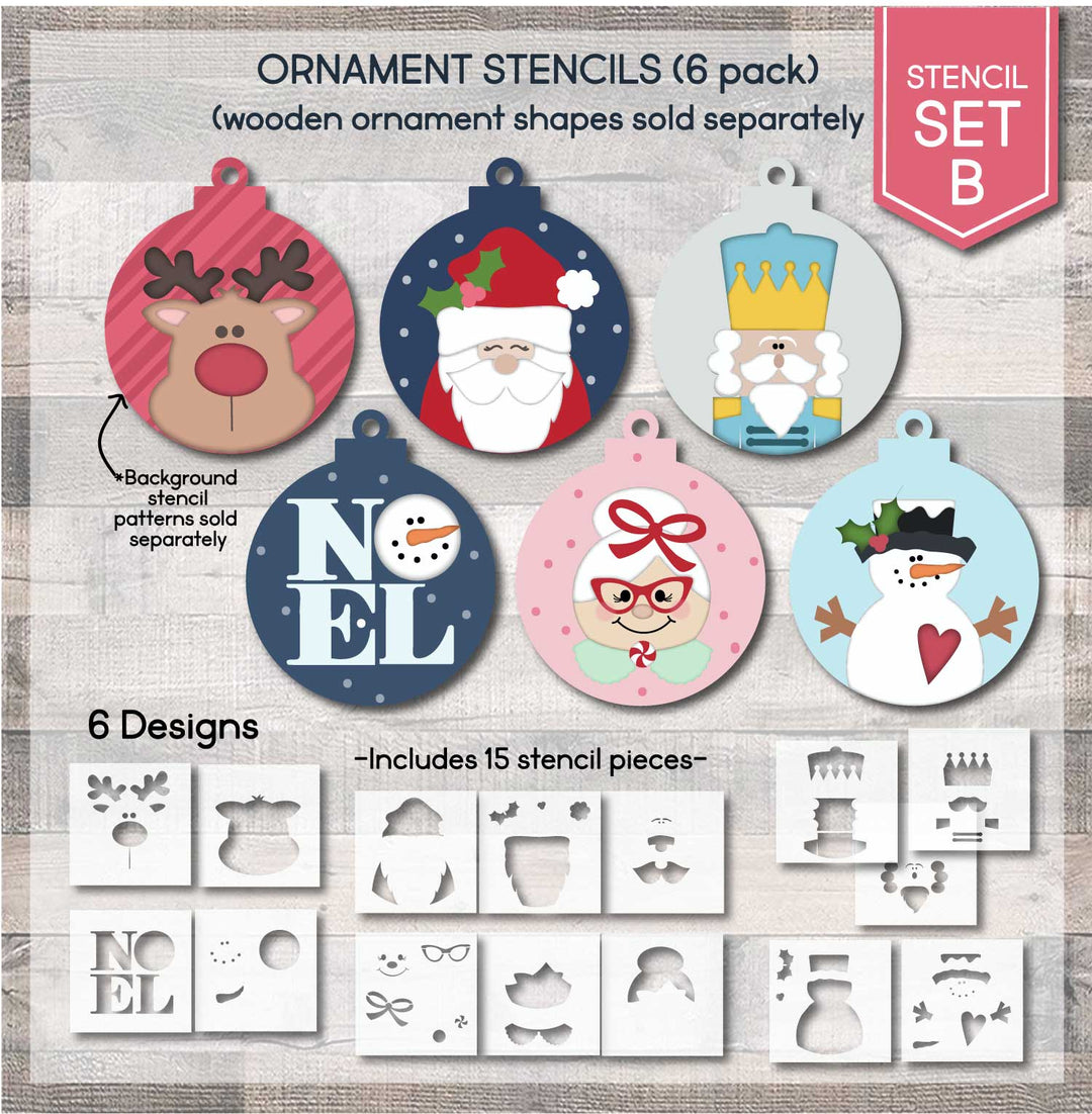 WallCutz  Christmas Ornament Stencil Set (B) / 6 Designs Stencil