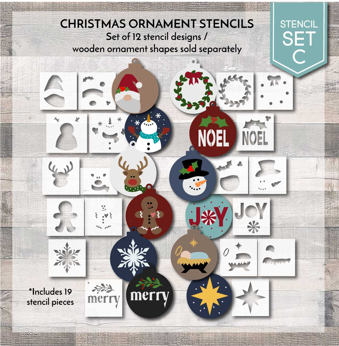 WallCutz  Christmas Ornament Stencils / 12 Designs Stencil
