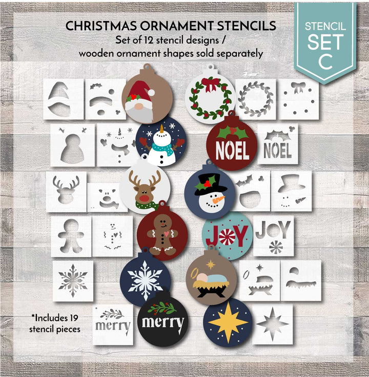 WallCutz  Christmas Ornament Stencils / 12 Designs Stencil