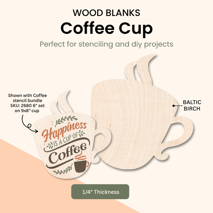 Coffee cup wood cut-out – WallCutz