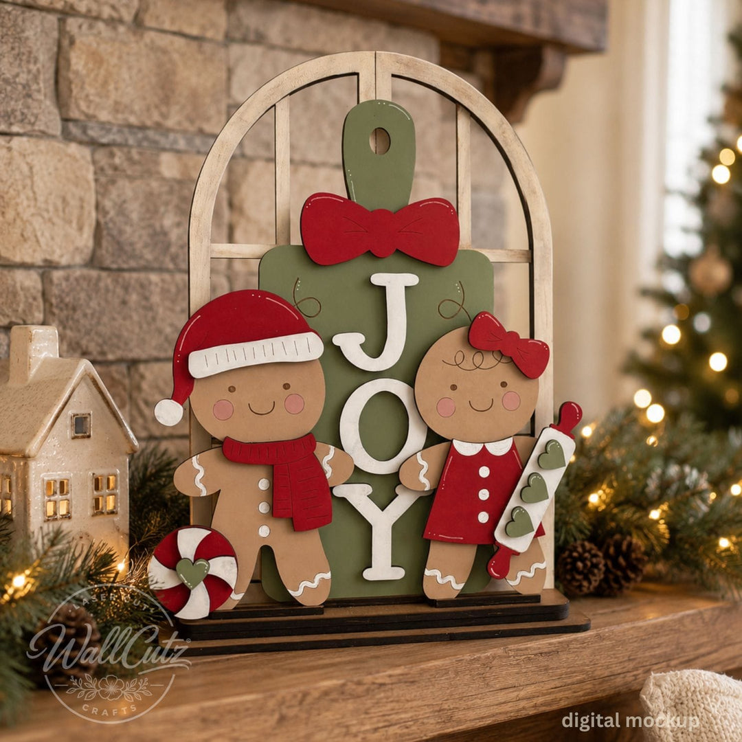 gingerbread men cookie wood shelf sitter