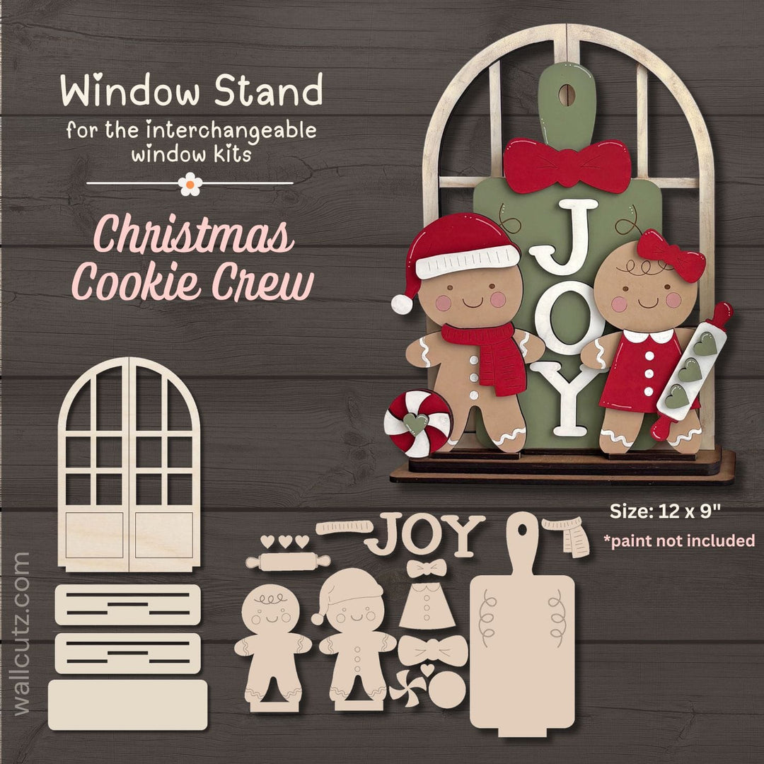 Christmas Cookie Crew gingerbread boy and girl interchangeable wood window kit painted for holiday decor – WallCutz