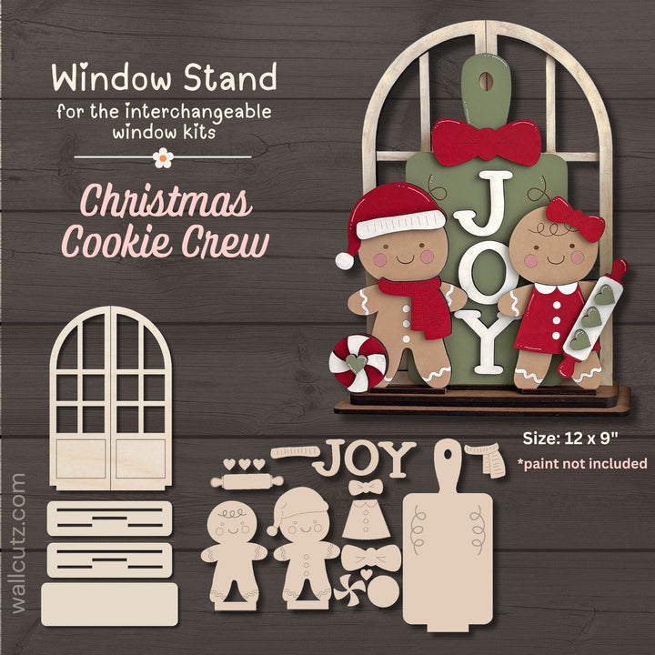 Christmas Cookie Crew gingerbread boy and girl interchangeable wood window kit painted for holiday decor – WallCutz