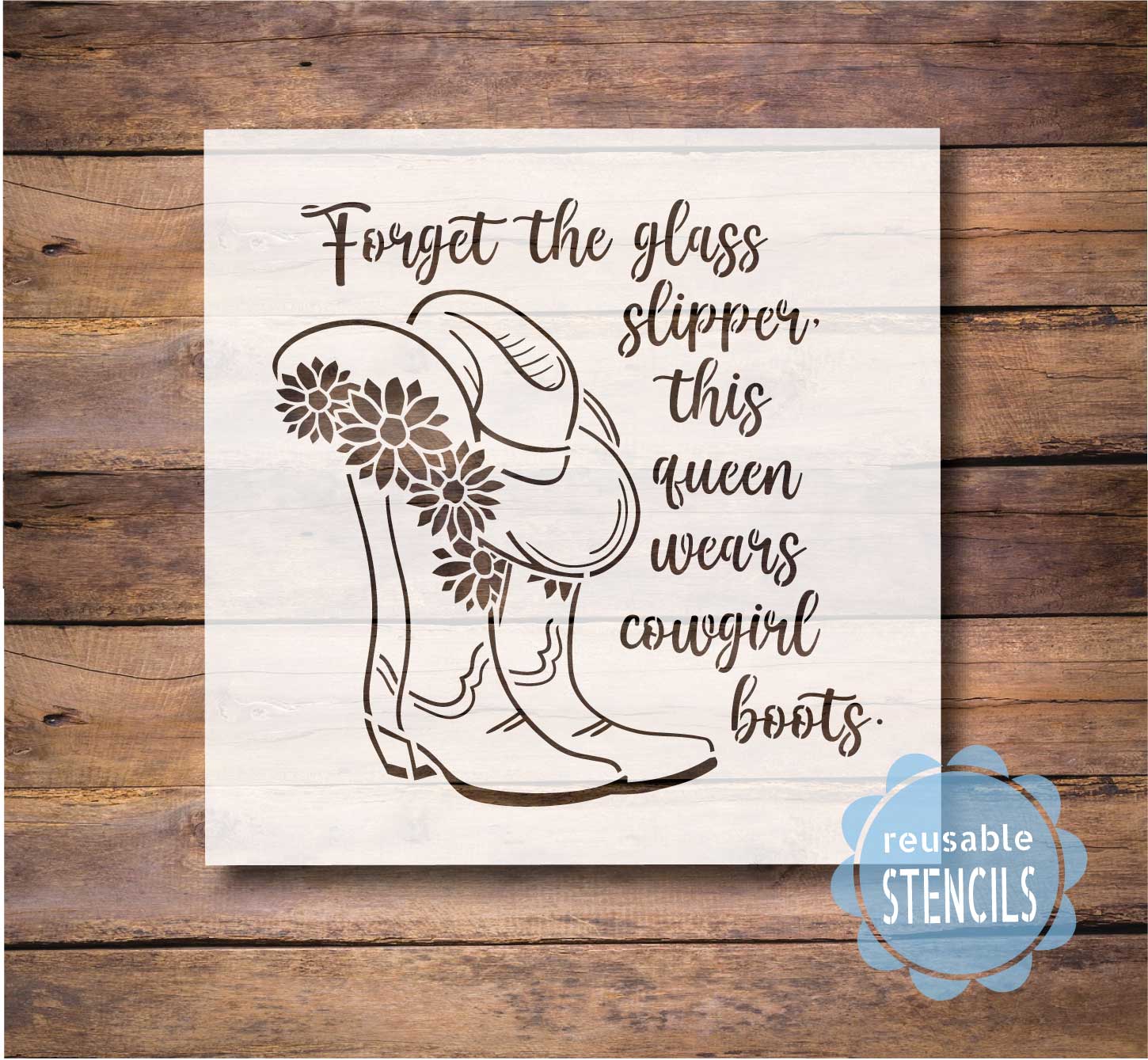 Cowgirl Boots with Sunflowers / Reusable Stencil – WallCutz Crafts