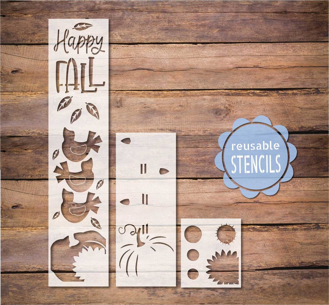 Happy Fall Crow Stack Porch Leaner Stencil