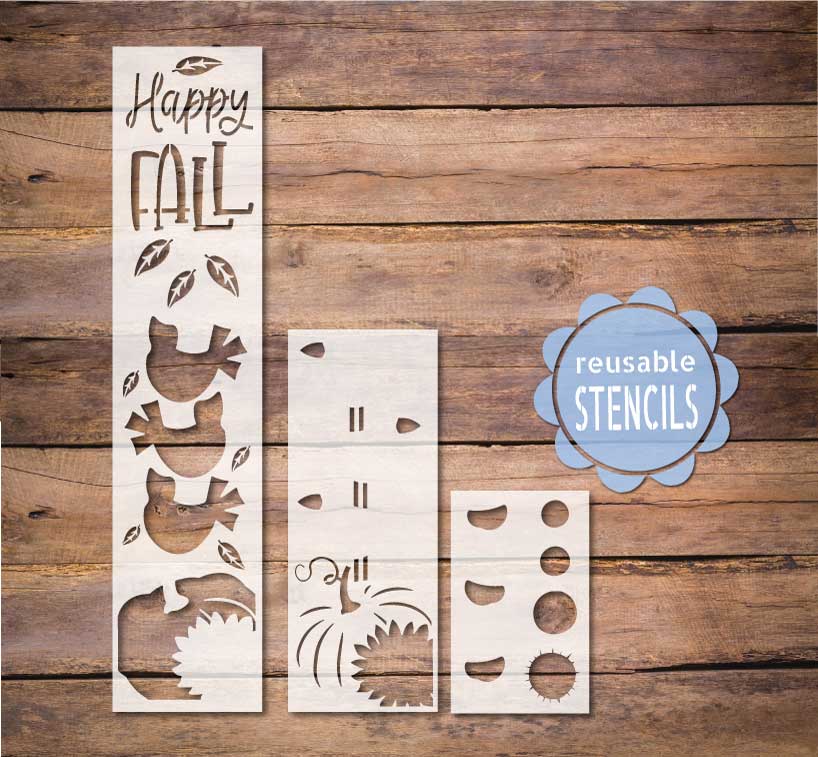 Happy Fall Crow Stack Porch Leaner Stencil