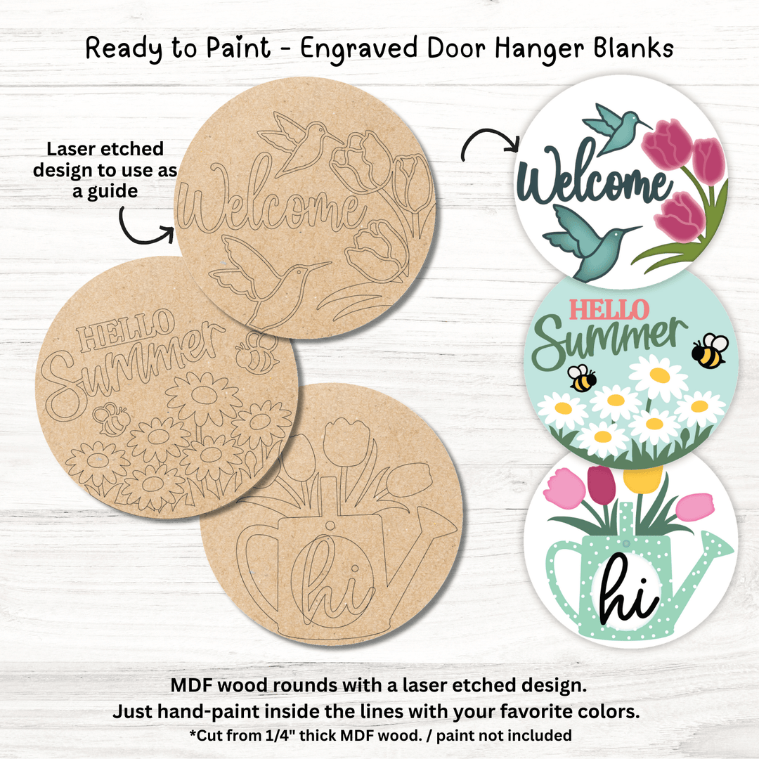WallCutz  Engraved Door Hanger Blanks / Paint in the Lines Wood Kit