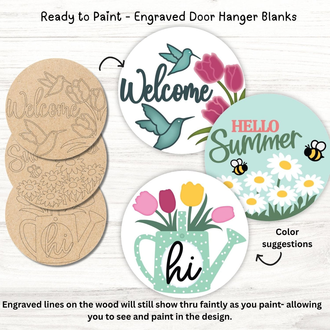 WallCutz  Engraved Door Hanger Blanks / Paint in the Lines Wood Kit