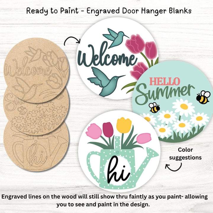 WallCutz  Engraved Door Hanger Blanks / Paint in the Lines Wood Kit