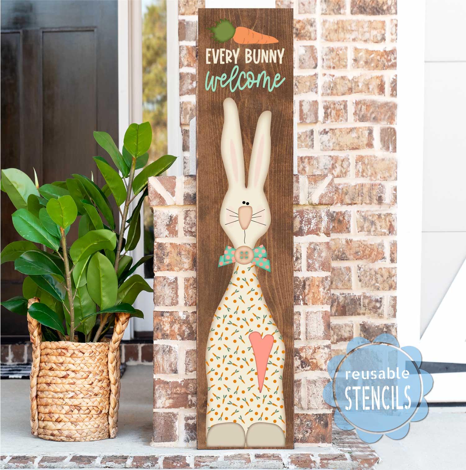 Every Bunny / Tall Bunny Stencil with Carrot Pattern WallCutz