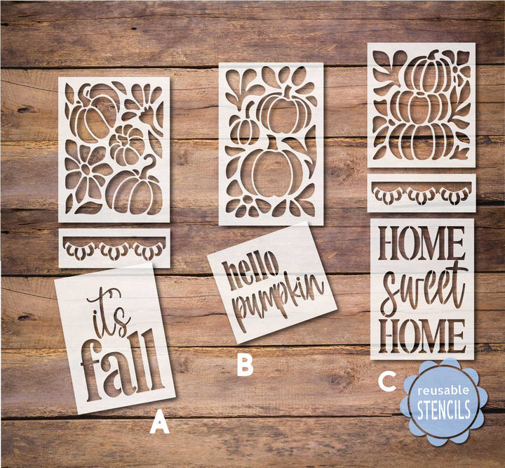 WallCutz  Fall Pattern Stencils A, B or C Stencil