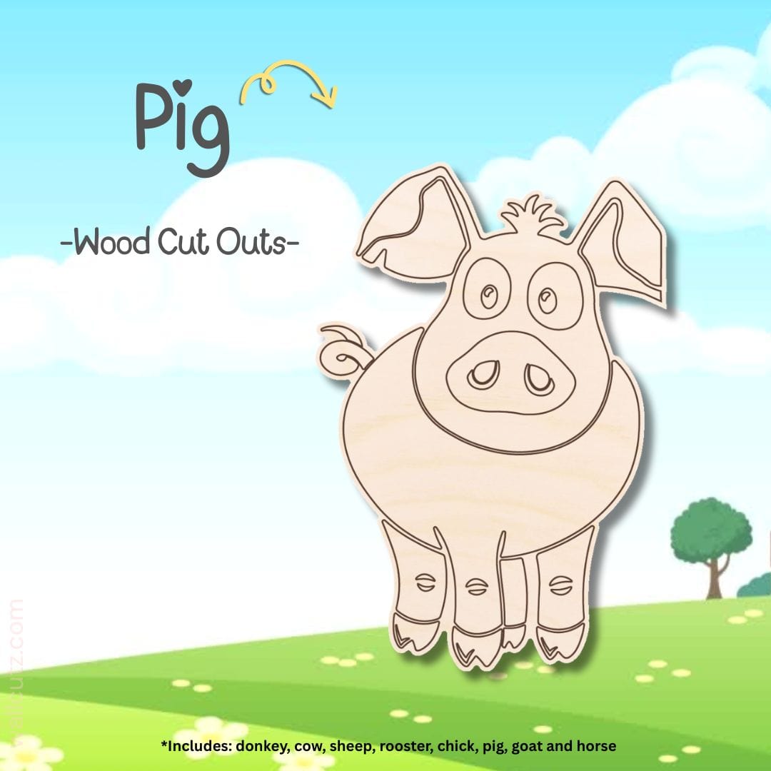 WallCutz  Farm Animal Wood Cut-Outs / 1/4" birch Wood Kit