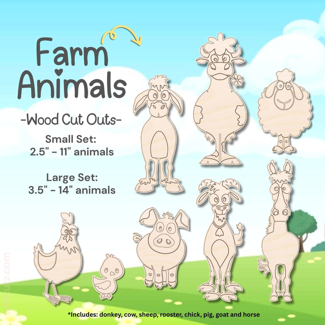 WallCutz  Farm Animal Wood Cut-Outs / 1/4" birch Wood Kit