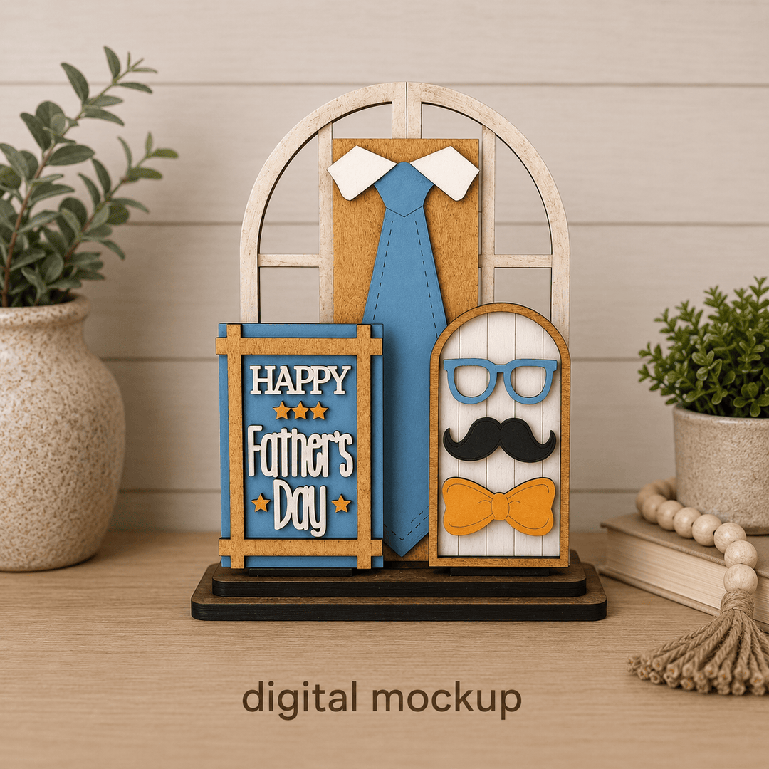 Father's Day scene assembled in the WallCutz interchangeable window kit