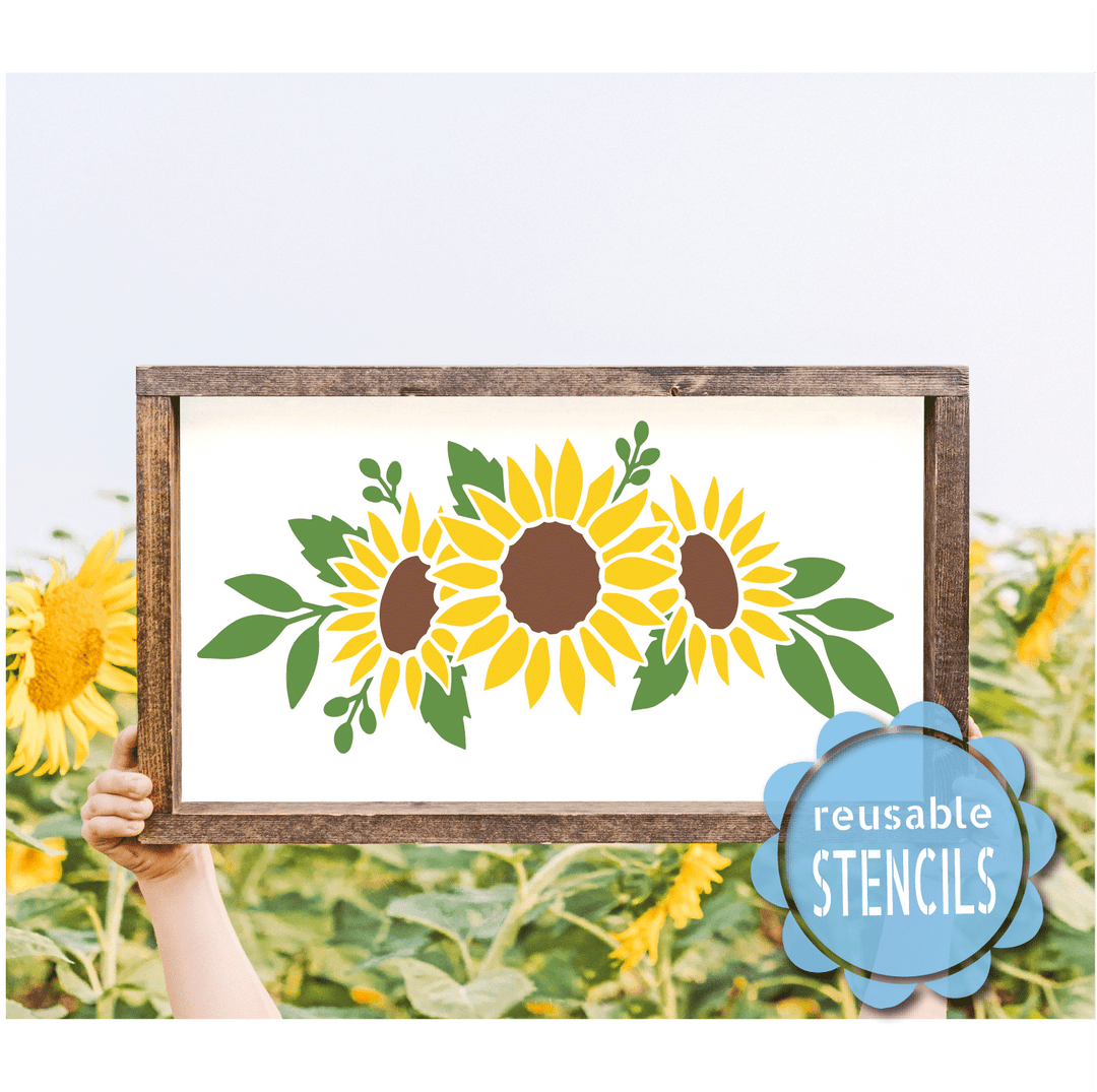 WallCutz  Flower Stencils / Peony, Sunflower or Roses Stencil