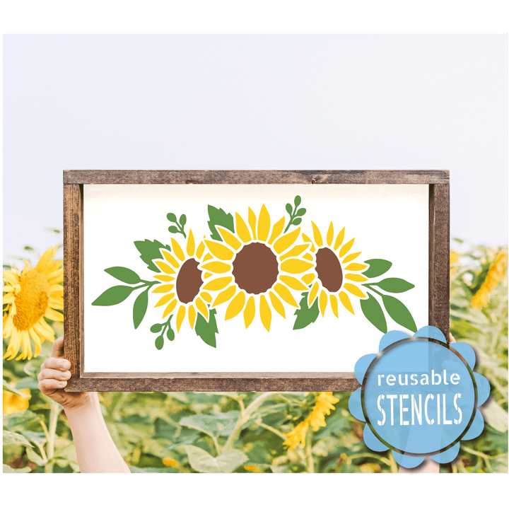 WallCutz  Flower Stencils / Peony, Sunflower or Roses Stencil