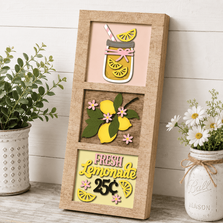 WallCutz  Fresh Lemonade & Mason Jar – Interchangeable 5x5 Wood Kit Wood Kit