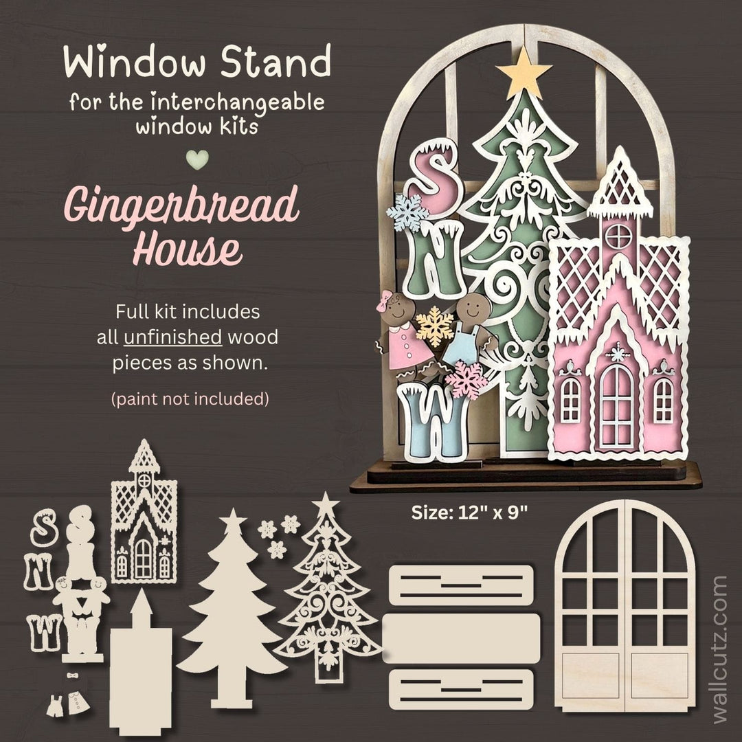 WallCutz  Gingerbread House - Interchangeable Window Kit Wood Kit