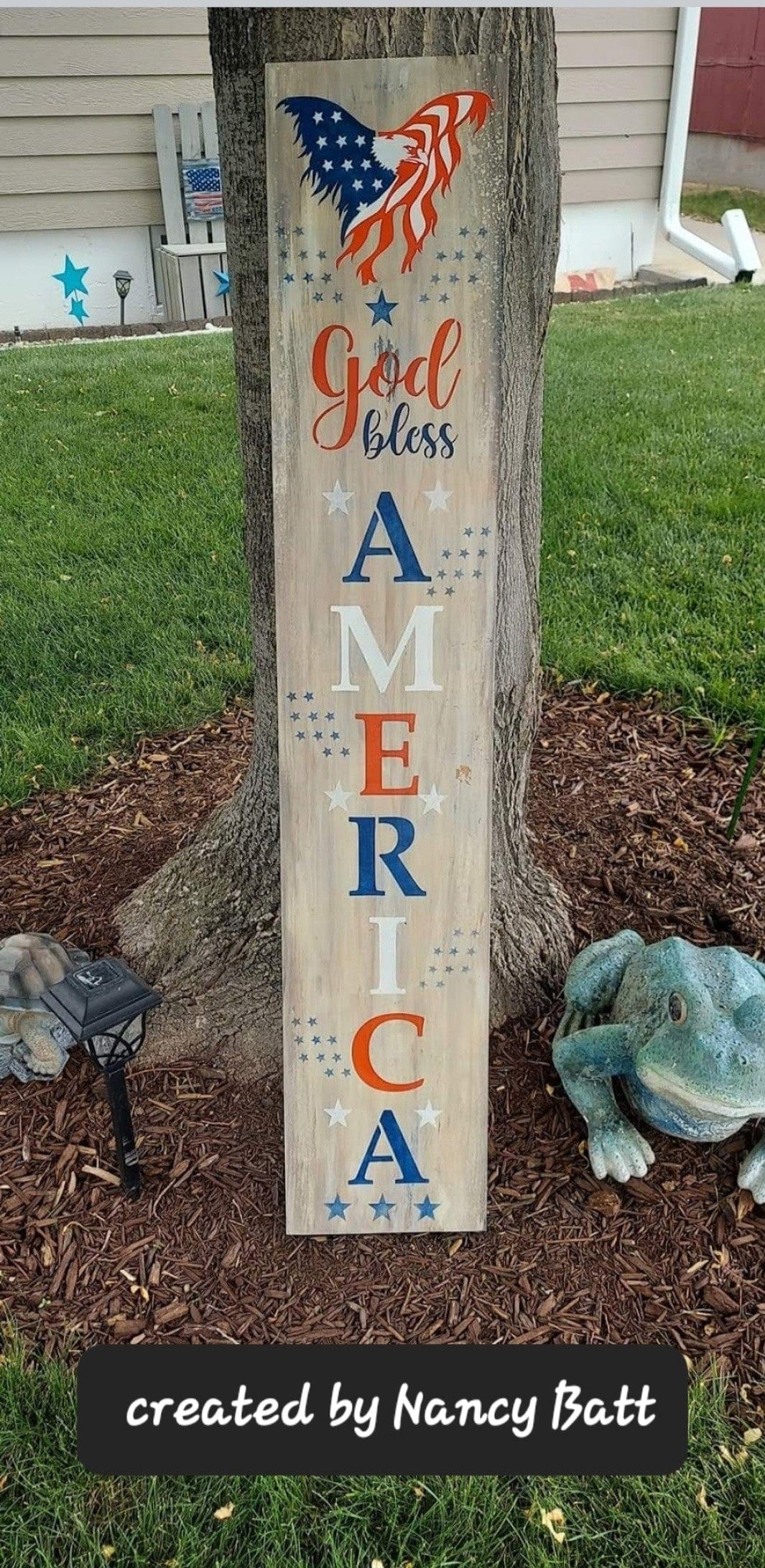 WallCutz  God Bless America - Porch Stencil Flag Stencil