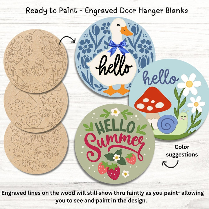 Engraved Door Hanger Blanks – Snail, Goose & Strawberry