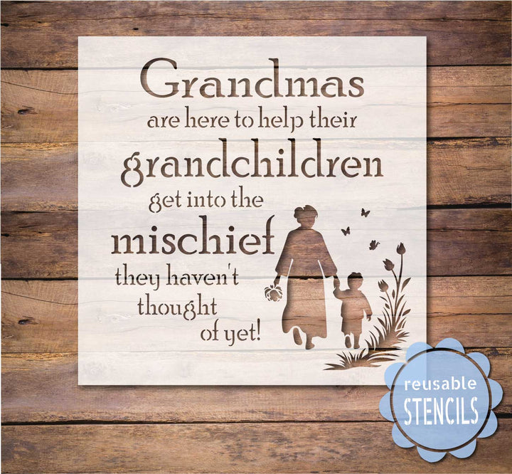 WallCutz  Grandma's Mischief / Reusable Stencil Stencil