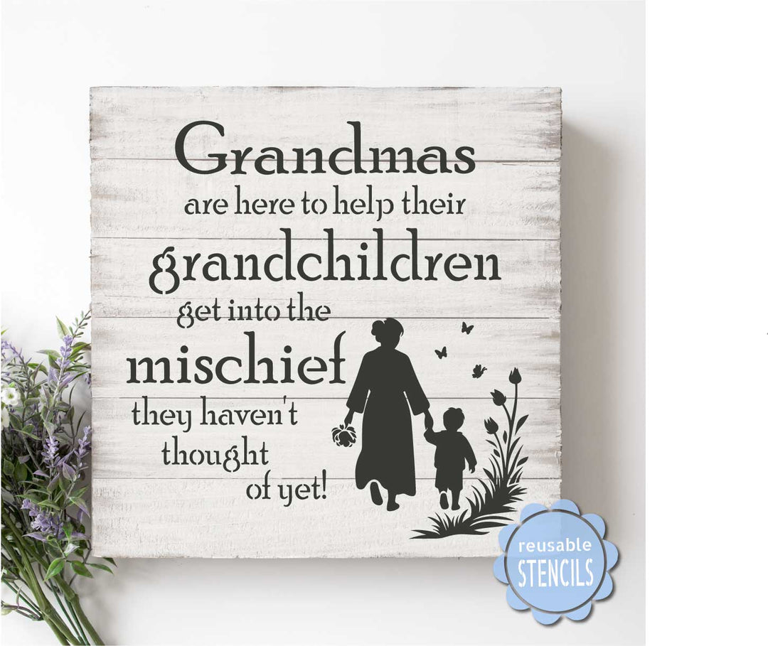 WallCutz  Grandma's Mischief / Reusable Stencil Stencil