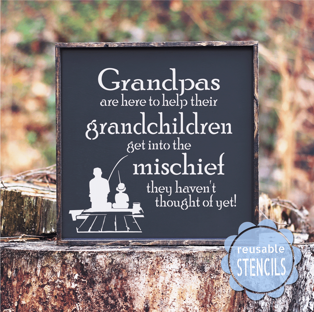 WallCutz  Grandpa's Mischief / Reusable Stencil Stencil