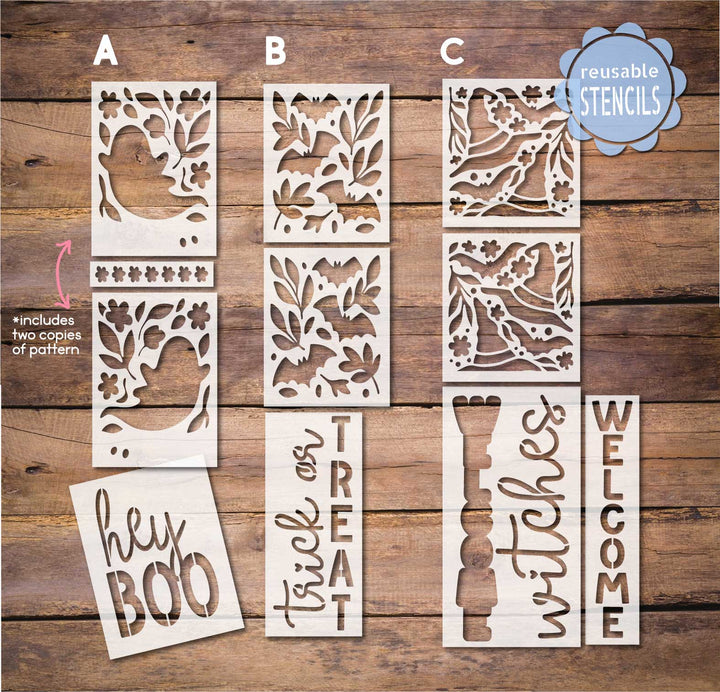 WallCutz  Halloween Pattern Stencils A, B or C Stencil
