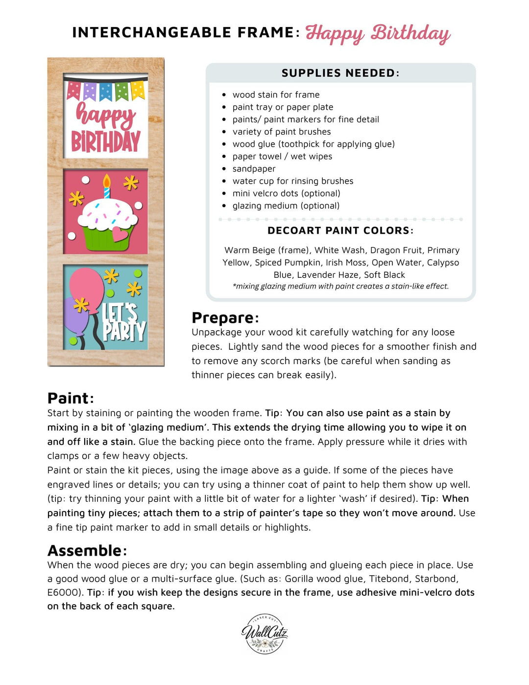 WallCutz  Happy Birthday Cupcake – Interchangeable 5x5 Wood Kit Wood Kit