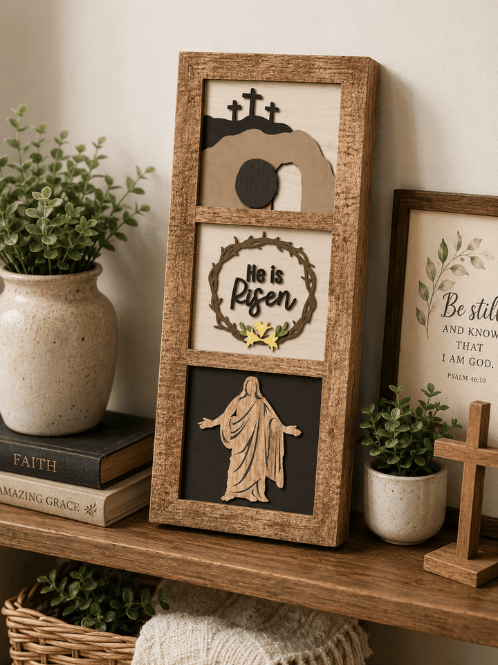 WallCutz  He Is Risen Empty Tomb – Interchangeable 5x5 Wood Kit Wood Kit
