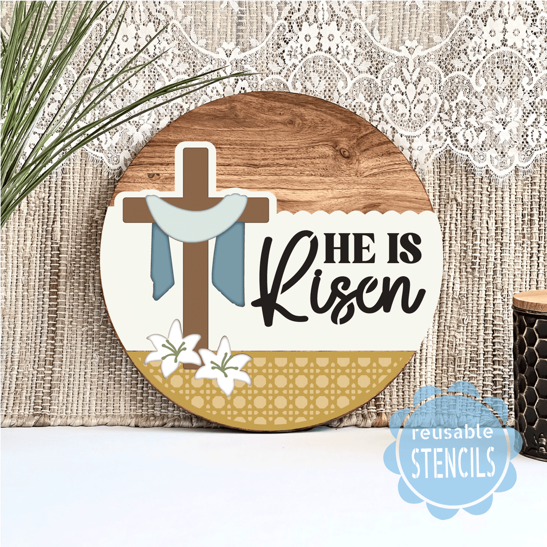 WallCutz  He Is Risen  / Reusable Stencil Stencil