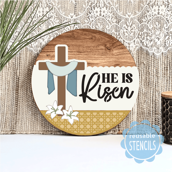 WallCutz  He Is Risen  / Reusable Stencil Stencil