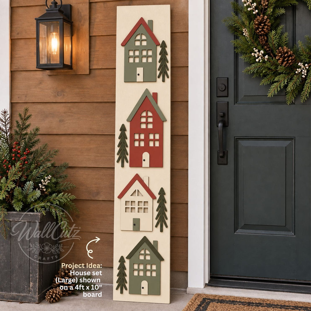 Holiday Village Houses & Trees (4pk)/ DIY Wood Kit