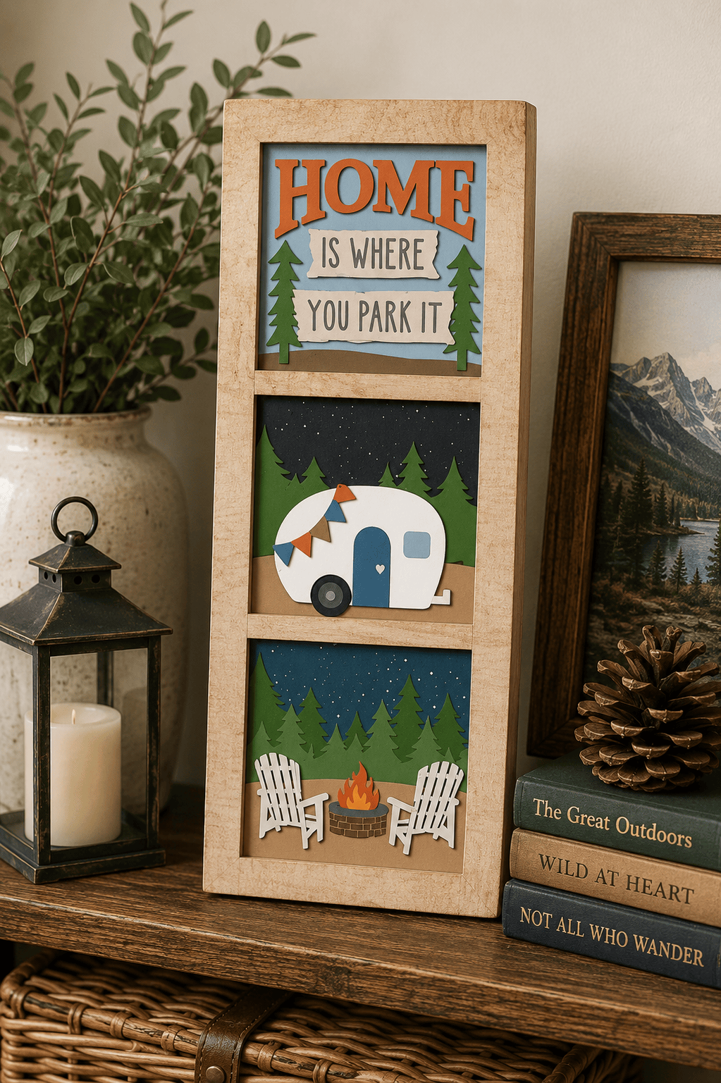 WallCutz  Home is Where you Park It - Camper Interchangeable 5x5 Wood Kit Wood Kit